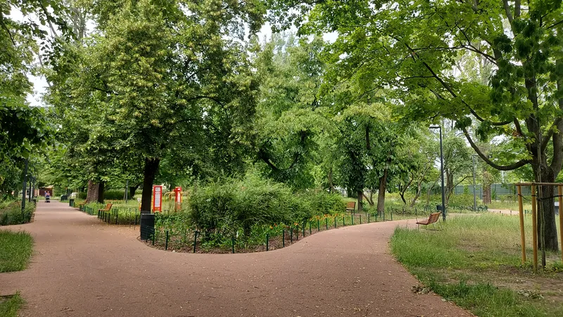 alejki z nawierzchni żywicznej ekoway w rozkwitającym parku miejskim
